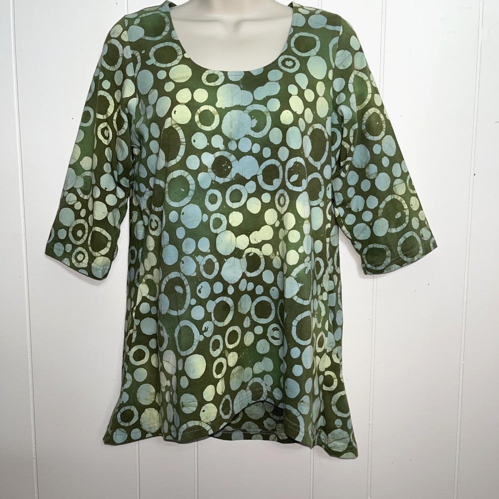Su Placer Top Women's Small Tunic Colorful Floral‎ Pullover Artsy Casual